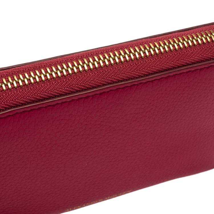 Pre Owned Alexander McQueen Fuchsia Leather Zip Around Wallet