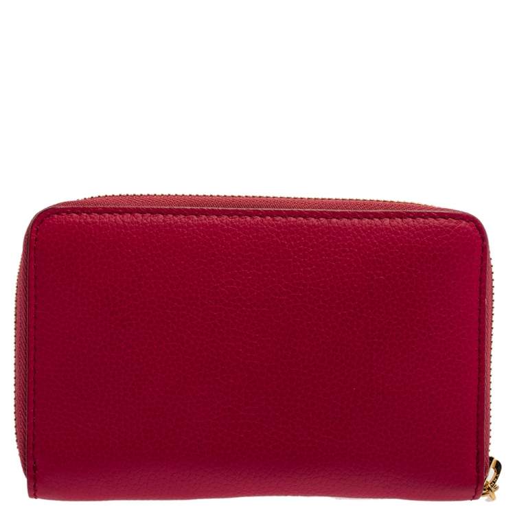 Pre Owned Alexander McQueen Fuchsia Leather Zip Around Wallet