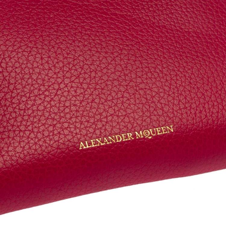 Pre Owned Alexander McQueen Fuchsia Leather Zip Around Wallet