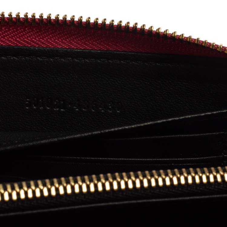 Pre Owned Alexander McQueen Fuchsia Leather Zip Around Wallet