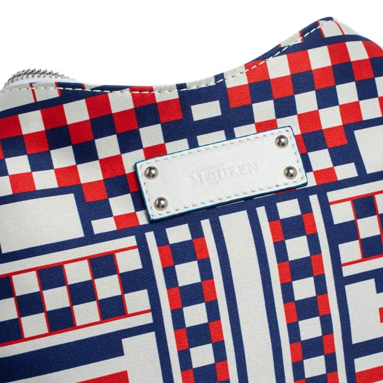 Pre Owned Alexander McQueen Multicolor Satin Geometric Print De Manta Clutch