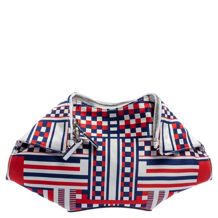 Pre Owned Alexander McQueen Multicolor Satin Geometric Print De Manta Clutch