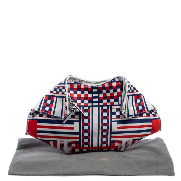 Pre Owned Alexander McQueen Multicolor Satin Geometric Print De Manta Clutch