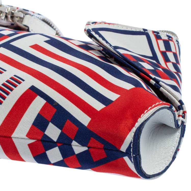 Pre Owned Alexander McQueen Multicolor Satin Geometric Print De Manta Clutch