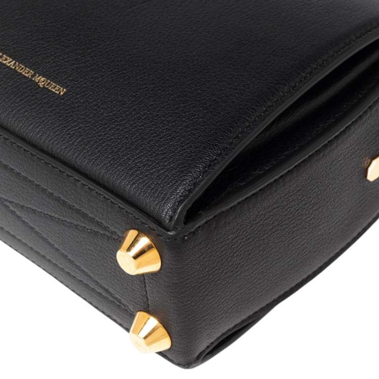Pre Owned Alexander McQueen Black Leather Box 19 Shoulder Bag 