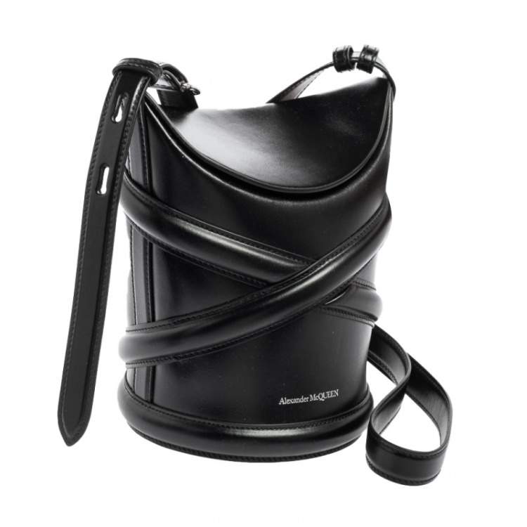 Pre Owned Alexander McQueen Black Leather The Curve Bag