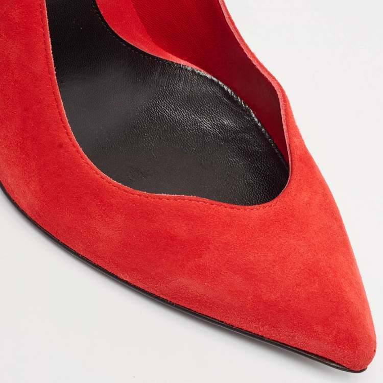 Pre Owned Alexander McQueen Red Suede Pointed Toe Pumps Size 39