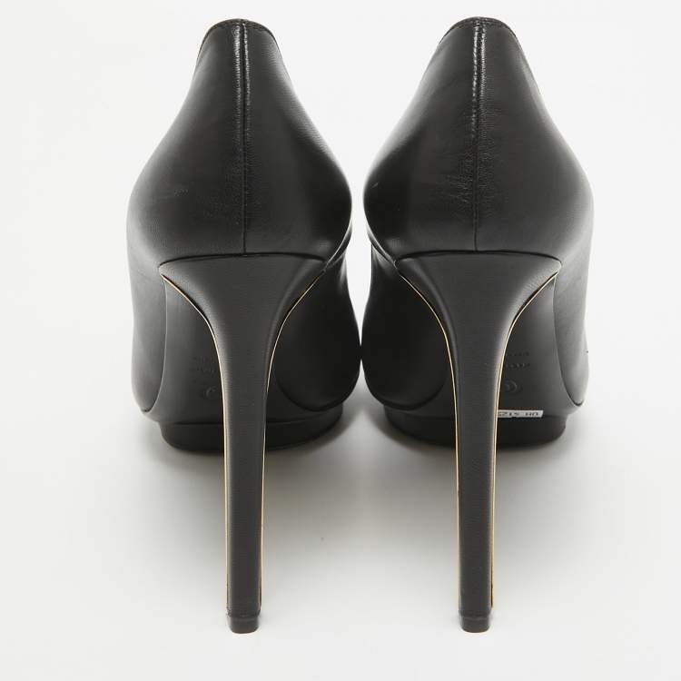 Pre Owned Alexander McQueen Black Leather Spikes Heel Pumps Size 40