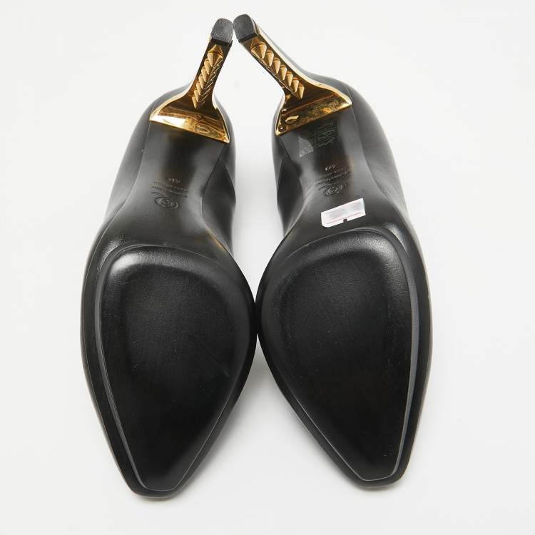 Pre Owned Alexander McQueen Black Leather Spikes Heel Pumps Size 40
