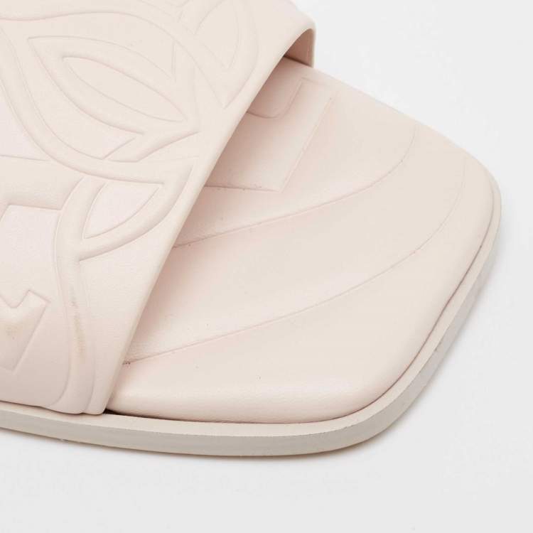 Pre Owned Alexander McQueen Light Pink Leather Flat Slides Size 40