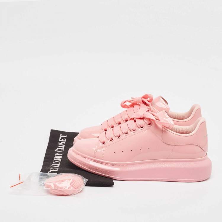 Pre Owned Alexander McQueen Pink Patent Leather Larry Sneakers Size 40
