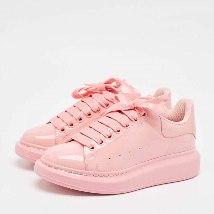 Pre Owned Alexander McQueen Pink Patent Leather Larry Sneakers Size 40