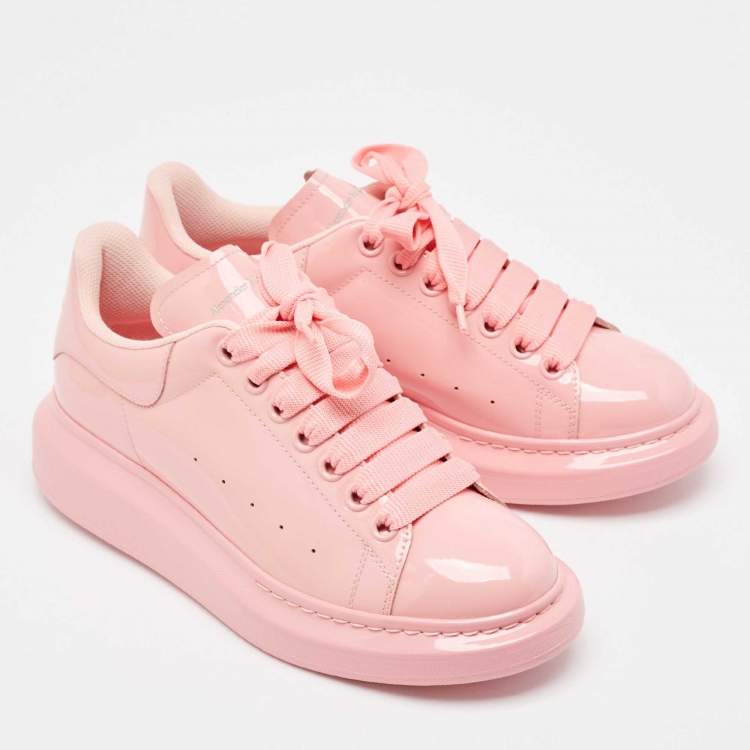 Pre Owned Alexander McQueen Pink Patent Leather Larry Sneakers Size 40