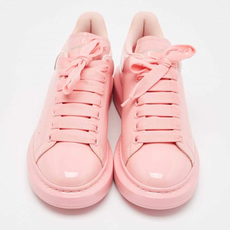 Pre Owned Alexander McQueen Pink Patent Leather Larry Sneakers Size 40