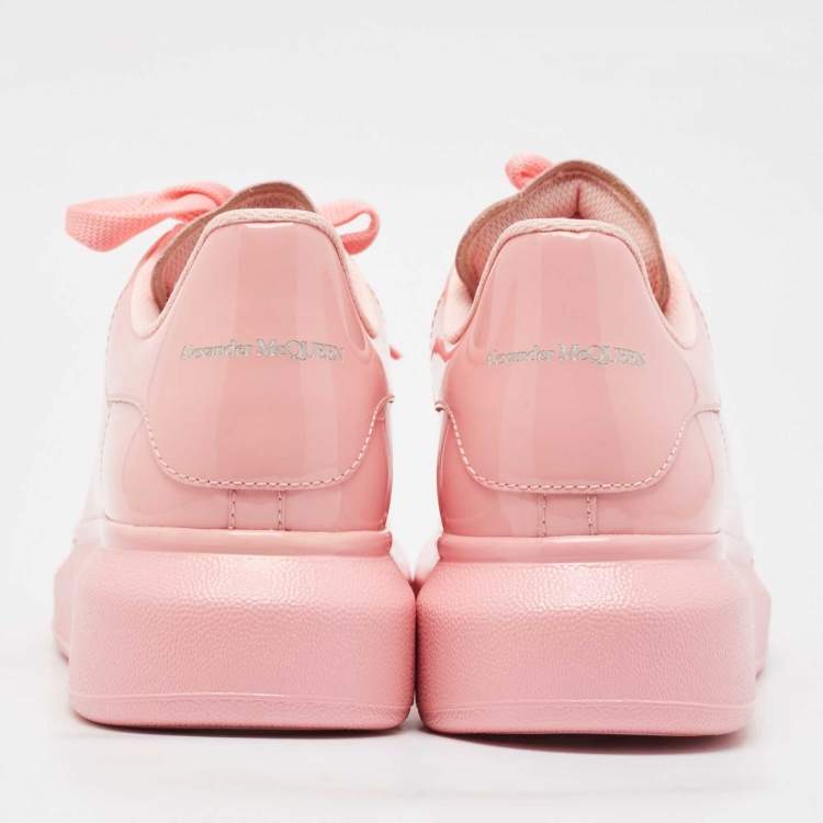 Pre Owned Alexander McQueen Pink Patent Leather Larry Sneakers Size 40