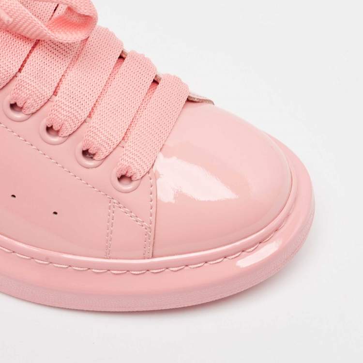 Pre Owned Alexander McQueen Pink Patent Leather Larry Sneakers Size 40
