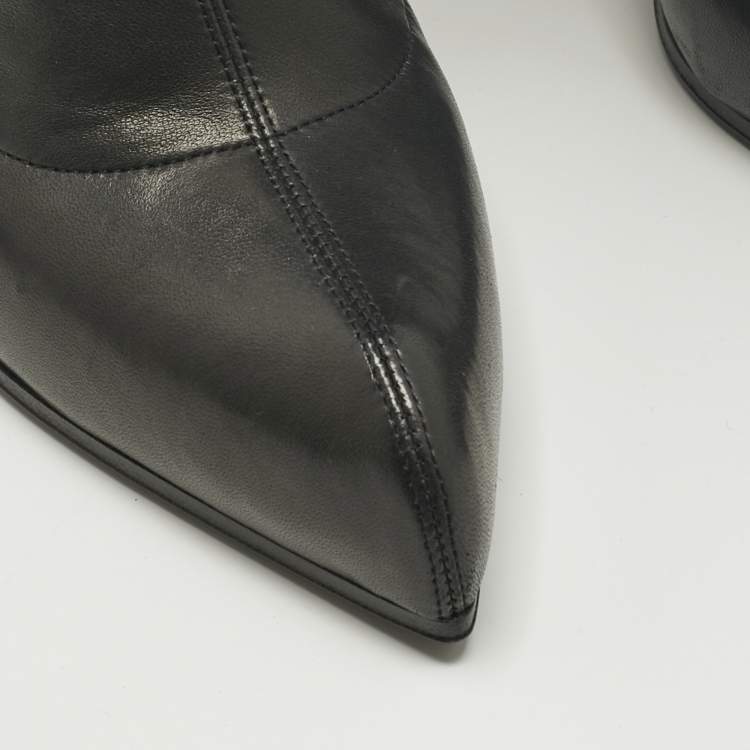 مملوكة مسبقًا Alexander McQueen Black Leather Thigh High Boots Size 40