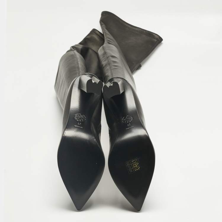مملوكة مسبقًا Alexander McQueen Black Leather Thigh High Boots Size 40