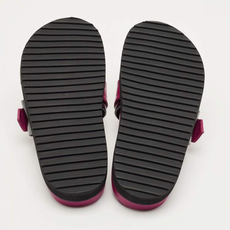 مملوكة مسب قًا Alexander McQueen Pink/Black Ostrich Leg and Leather Flat Slides Size 38