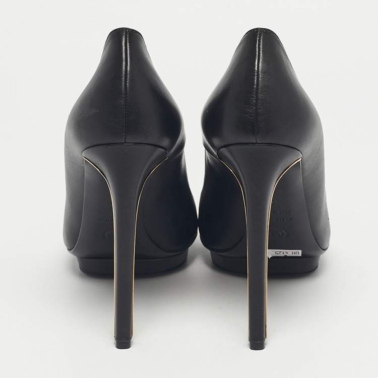 Pre Owned Alexander McQueen Black Leather Spikes Heel Pumps Size 40