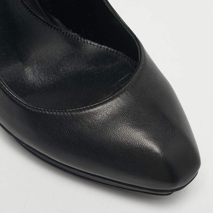 Pre Owned Alexander McQueen Black Leather Spikes Heel Pumps Size 40