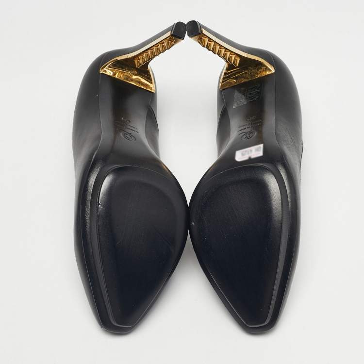Pre Owned Alexander McQueen Black Leather Spikes Heel Pumps Size 40