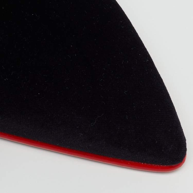 مملوكة مسبقًا Alexander McQueen Black Velvet Ofelia Pointed Toe Flat Mules Size 36