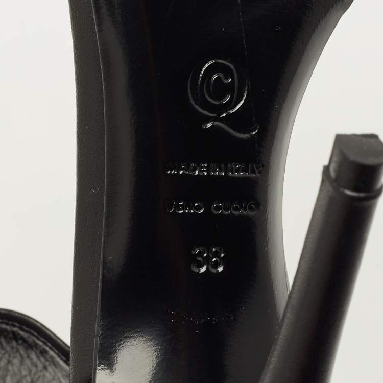 Pre Owned Alexander McQueen Zipper Size 38 Black Leather Ankle Strap Sandals