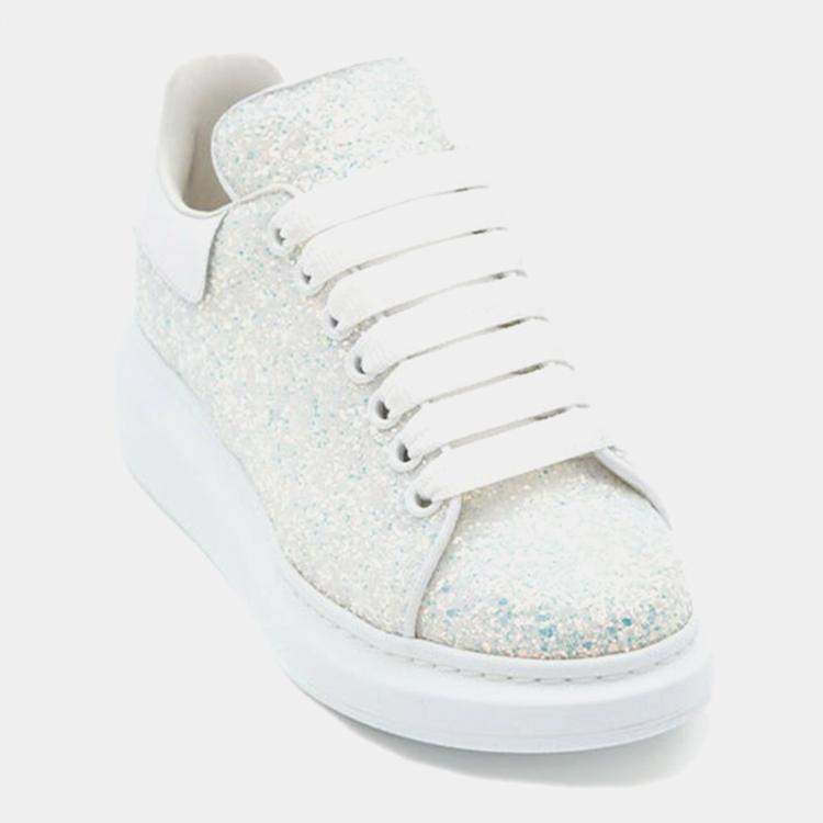 Pre Owned Alexander McQueen Oversixed Sneaker in Glitter Silver Size 38.5