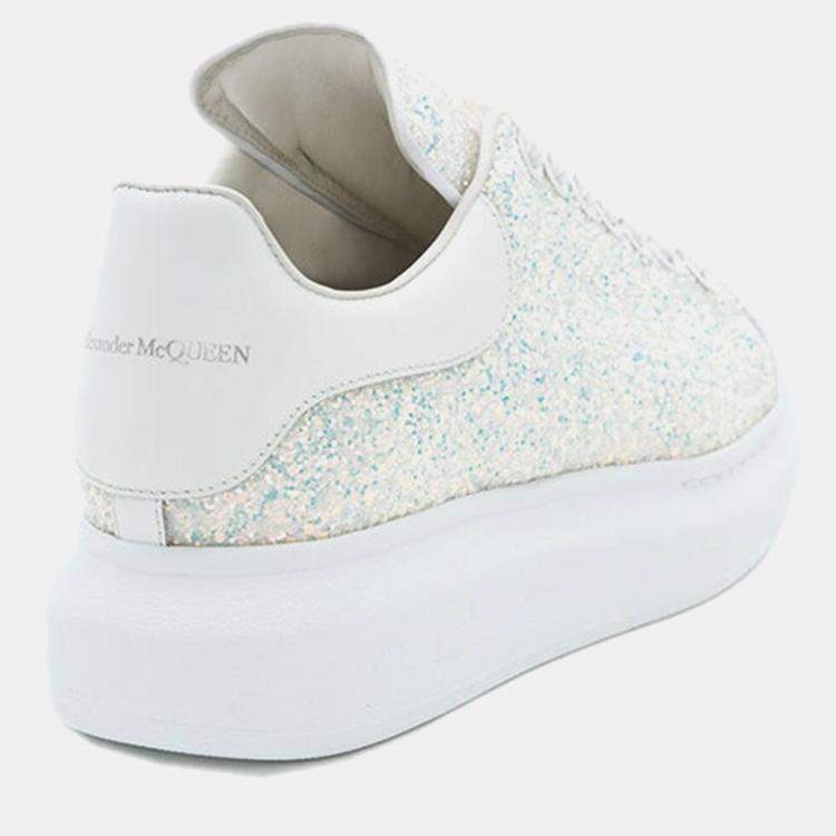 Pre Owned Alexander McQueen Oversixed Sneaker in Glitter Silver Size 38.5