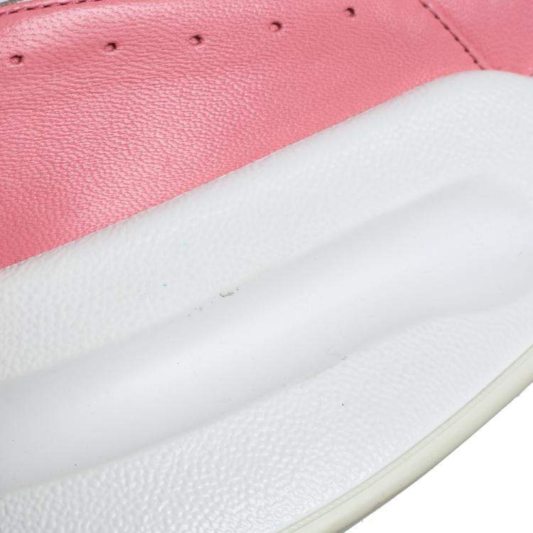 Pre Owned Alexander McQueen White/Pink Leather And Mesh Oversized Runner Low Top Sneakers Size 40