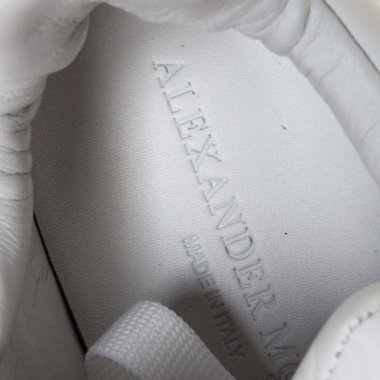 Pre Owned Alexander McQueen White Leather And Mesh Lace Up Sneakers Size 39