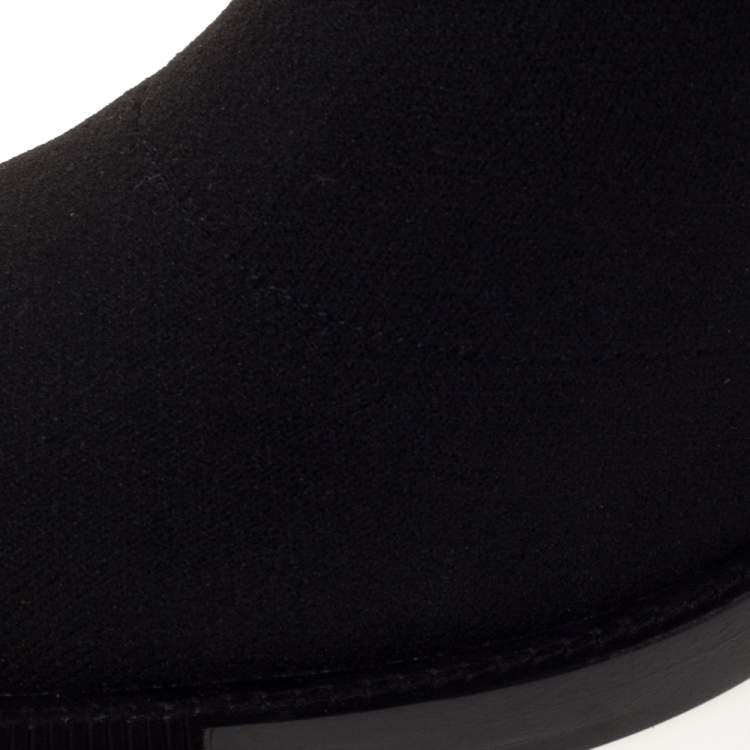 Pre Owned Alexander McQueen Black Stretch Knit New Hybrid Ankle Booties Size 38 