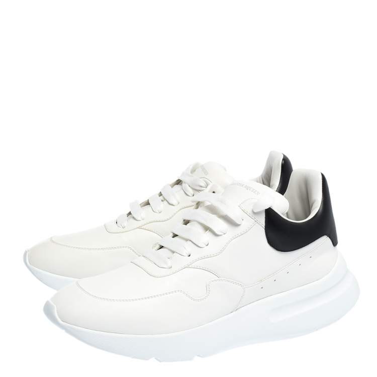 Pre Owned Alexander McQueen White/Black Leather Larry Low Top Sneakers Size 46