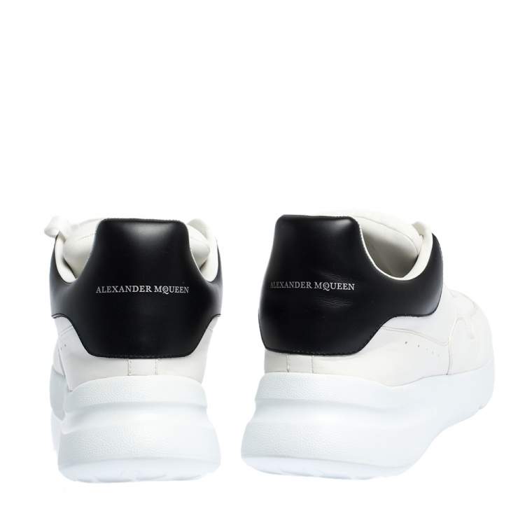 Pre Owned Alexander McQueen White/Black Leather Larry Low Top Sneakers Size 46
