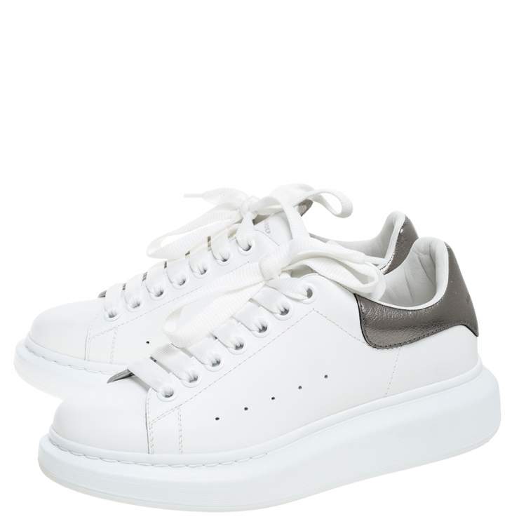 Pre Owned Alexander McQueen White Leather Oversized Low Top Sneakers Size 38