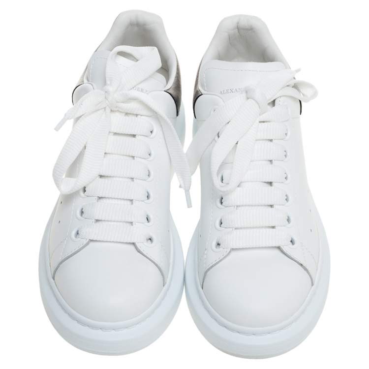Pre Owned Alexander McQueen White Leather Oversized Low Top Sneakers Size 38