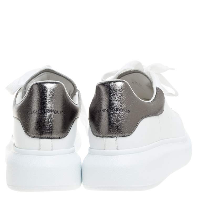 Pre Owned Alexander McQueen White Leather Oversized Low Top Sneakers Size 38