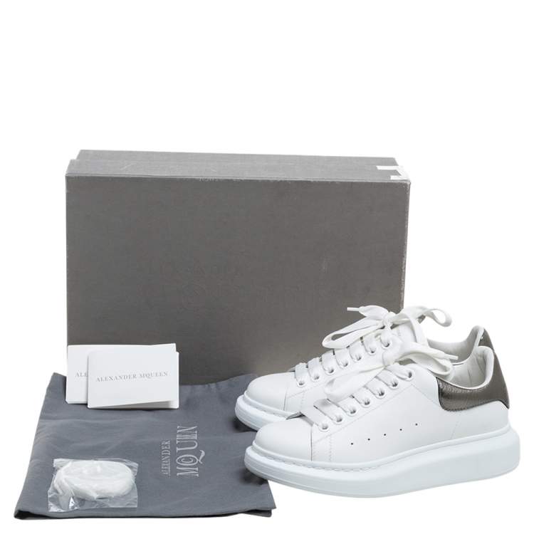 Pre Owned Alexander McQueen White Leather Oversized Low Top Sneakers Size 38