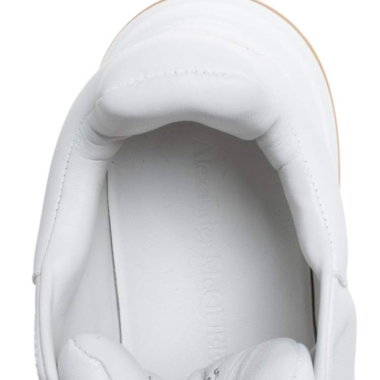 Pre Owned Alexander McQueen White/Pink Leather Oversized Runner Low Top Sneakers Size 37
