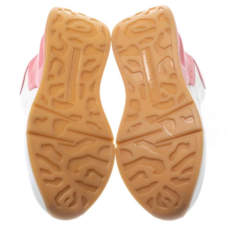 Pre Owned Alexander McQueen White/Pink Leather Oversized Runner Low Top Sneakers Size 38.5