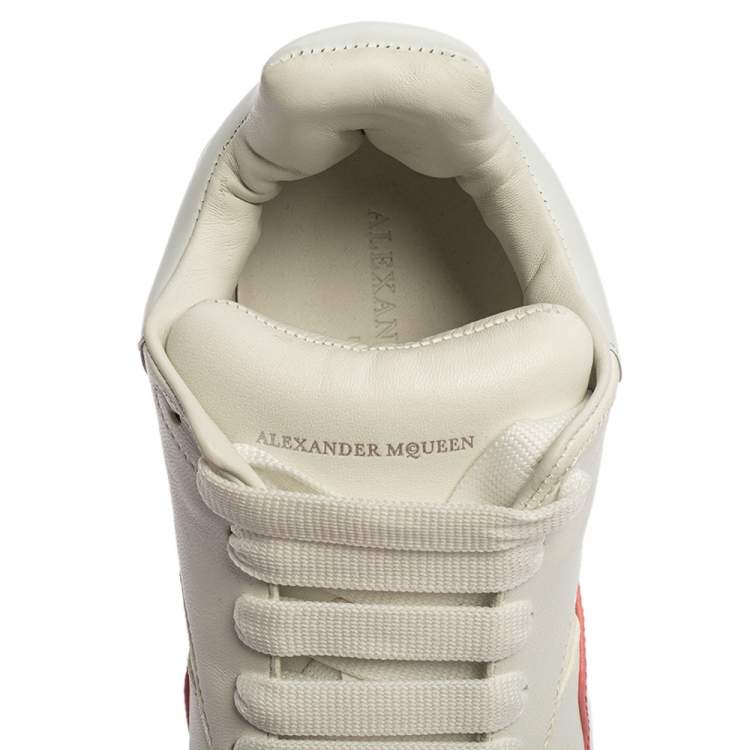 Pre Owned Alexander McQueen White/Pink Leather Oversized Runner Low Top Sneakers Size 41