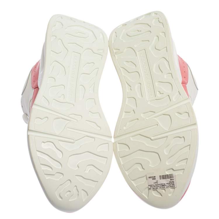 Pre Owned Alexander McQueen White/Pink Leather Oversized Runner Low Top Sneakers Size 41