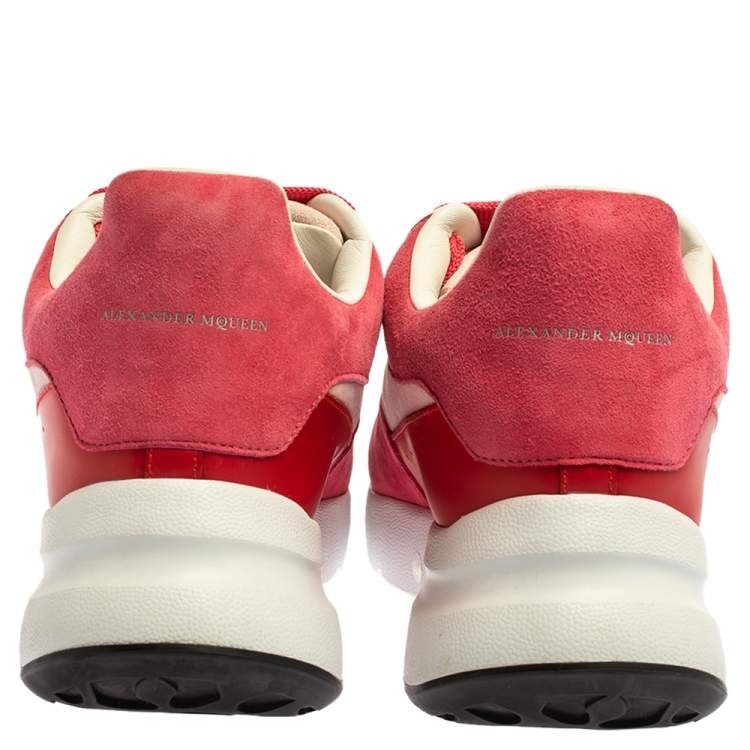Pre Owned Alexander McQueen Red/Pink Suede Leather Low Top Sneakers Size 40