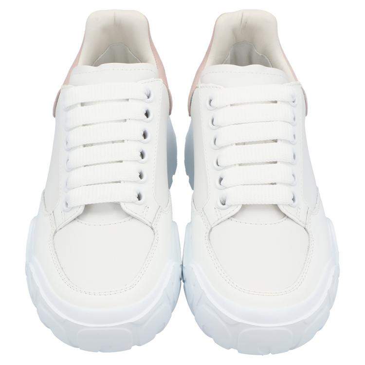 Pre Owned Alexander McQueen White/Pink Leather Oversized Sneakers Size EU 37