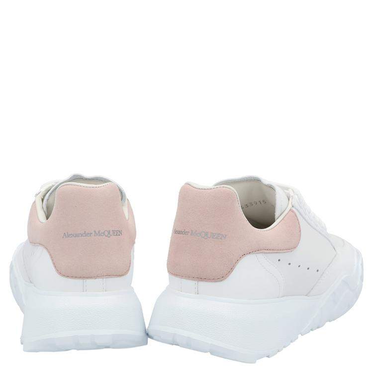 Pre Owned Alexander McQueen White/Pink Leather Oversized Sneakers Size EU 38