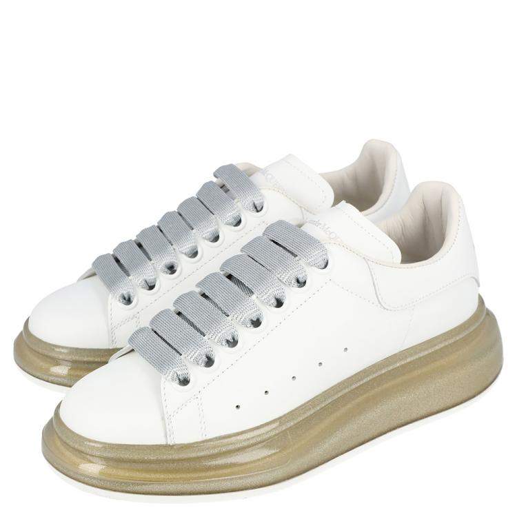 Pre Owned Alexander McQueen Brown Sole Leather Oversized Sneakers Size EU 37.5