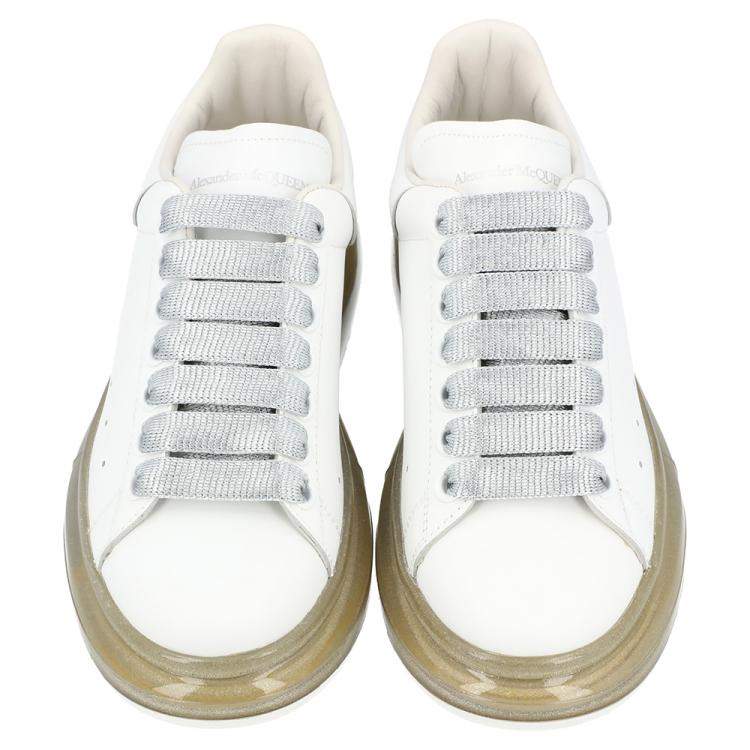 Pre Owned Alexander McQueen Brown Sole Leather Oversized Sneakers Size EU 37.5