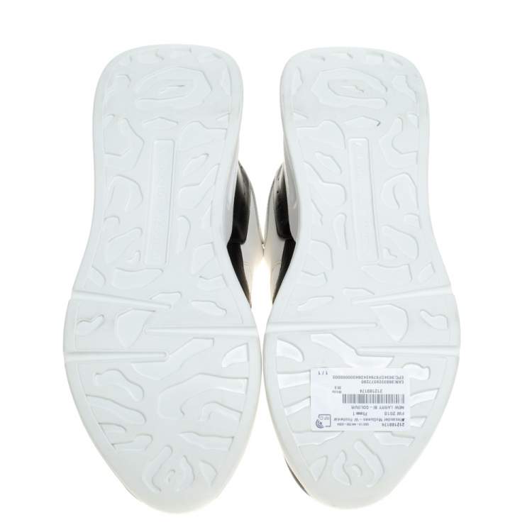 Pre Owned Alexander McQueen White/Black Leather Oversized Sole Runner Sneakers Size 38.5