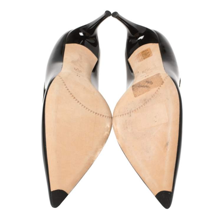 Pre Owned Alexander McQueen Black Patent Leather Pointed Toe Pumps Size 41